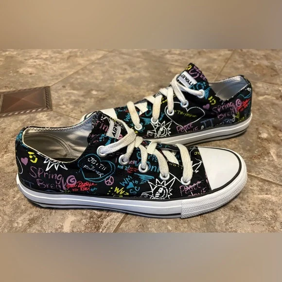 Airwalk Shoes Womens Airwalk Graffiti Black Canvas Skate Shoes